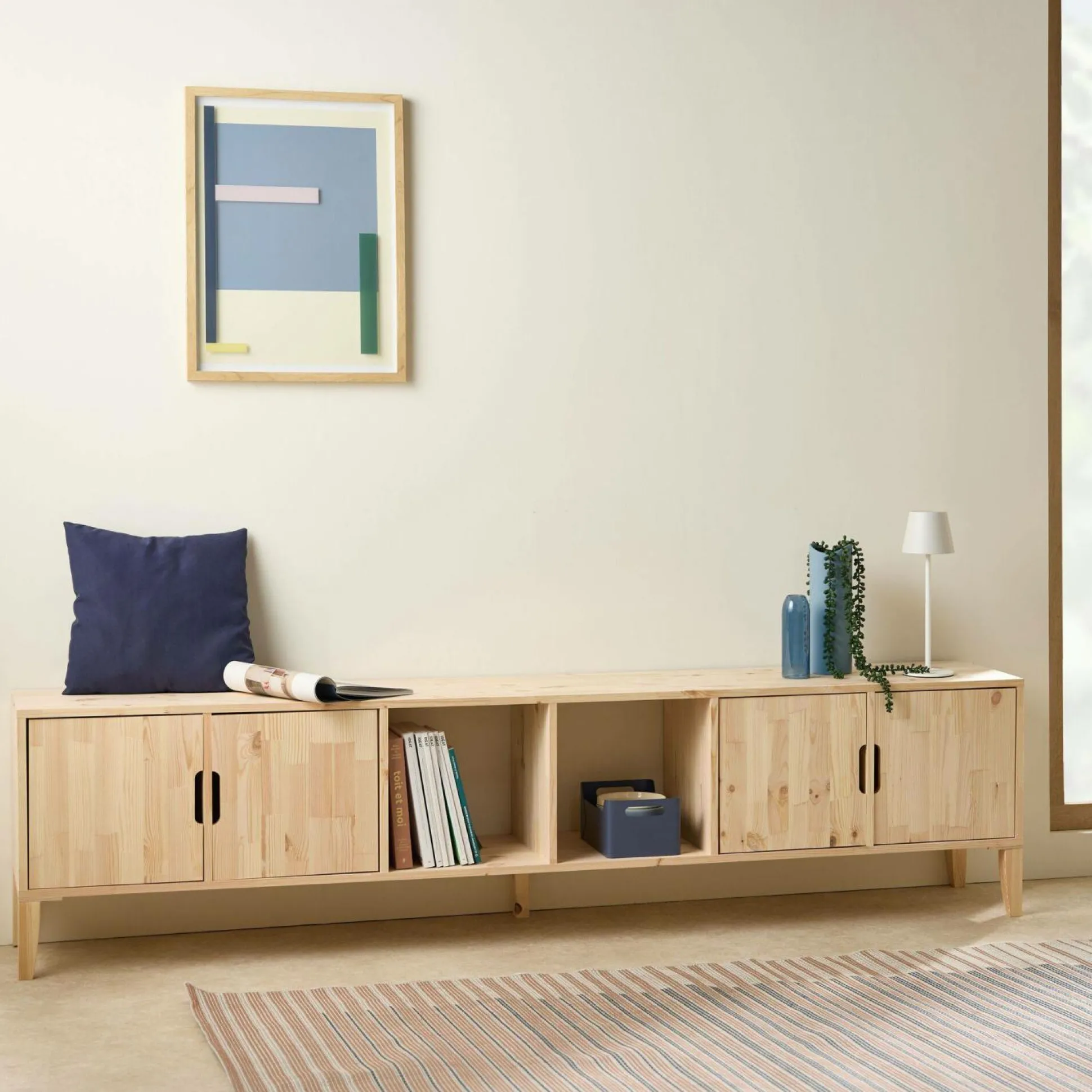 Etagère bois massif 6 cases Elio