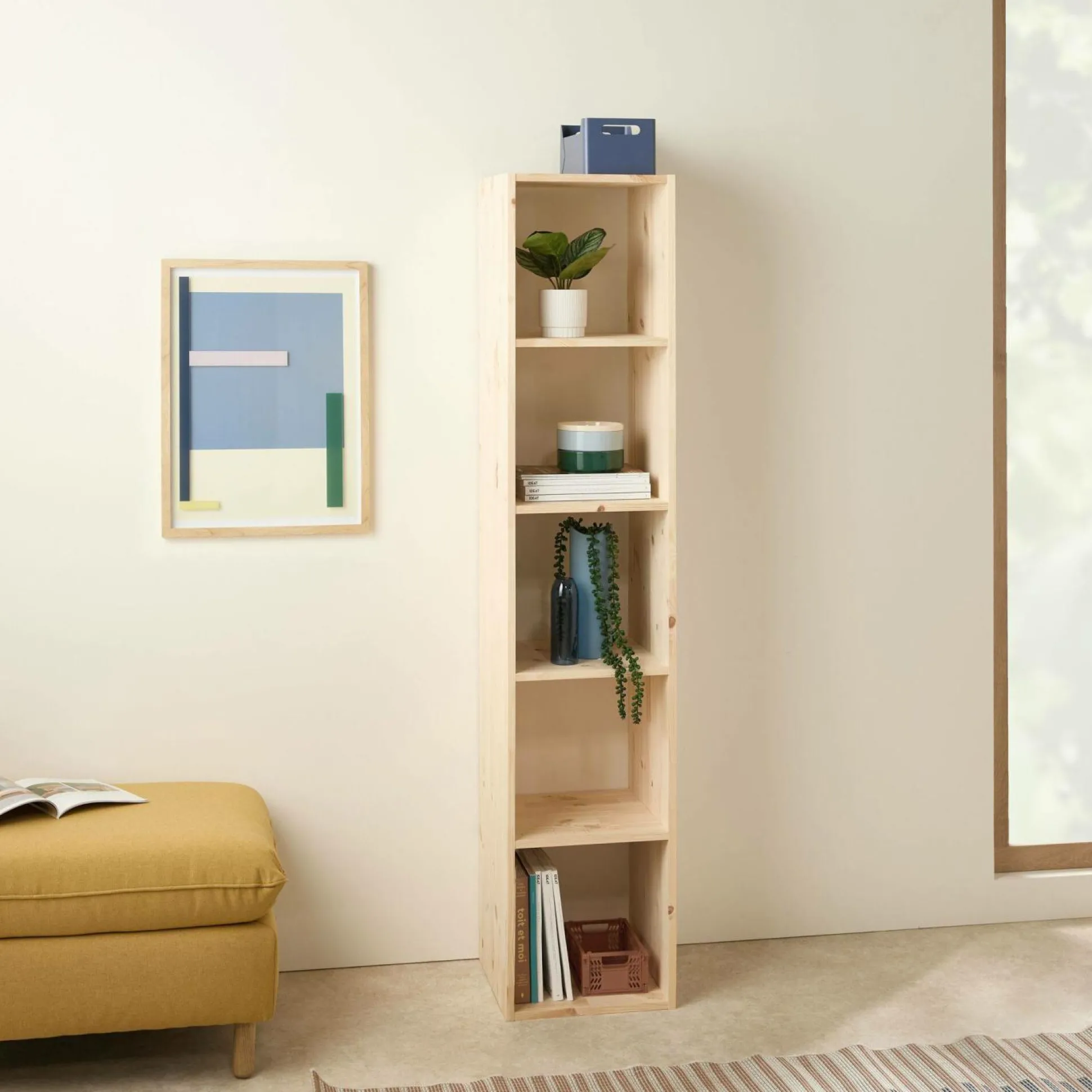 Etagère bois massif 5 cases Elio