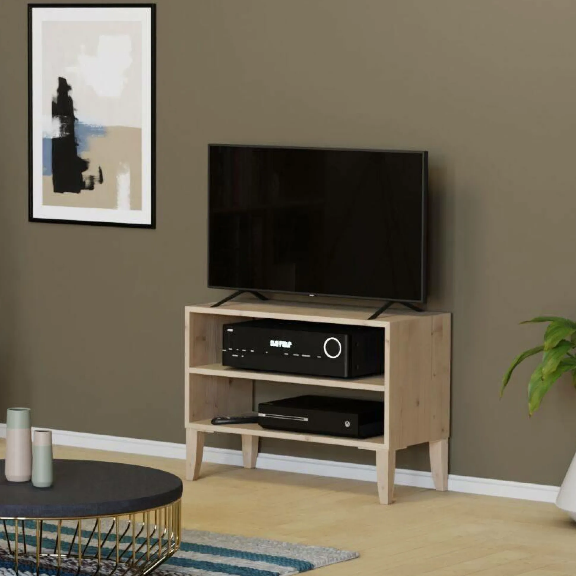 Etagère bois massif 2 cases horizontales Elio