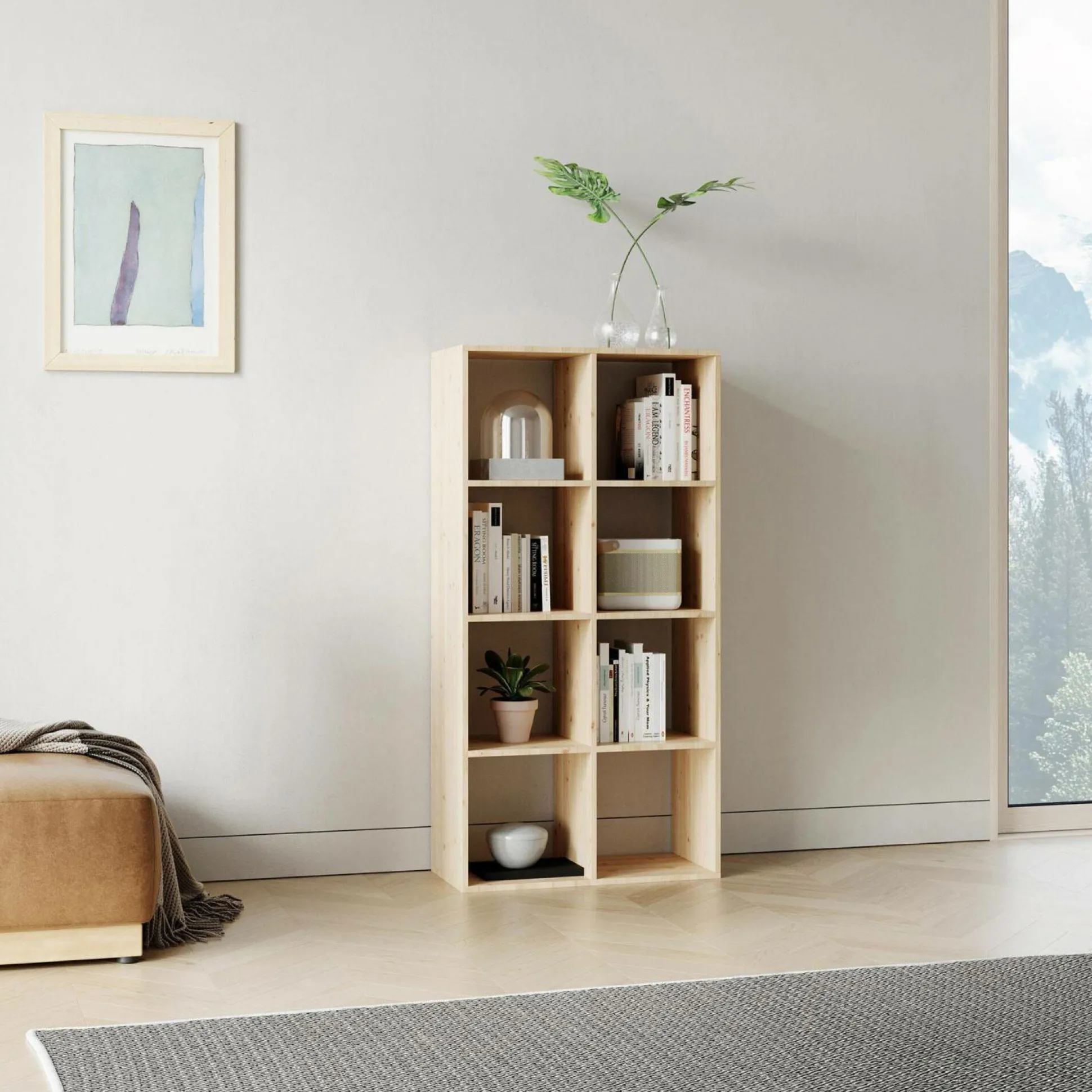 Etagère bois massif 4x2 cases Elio