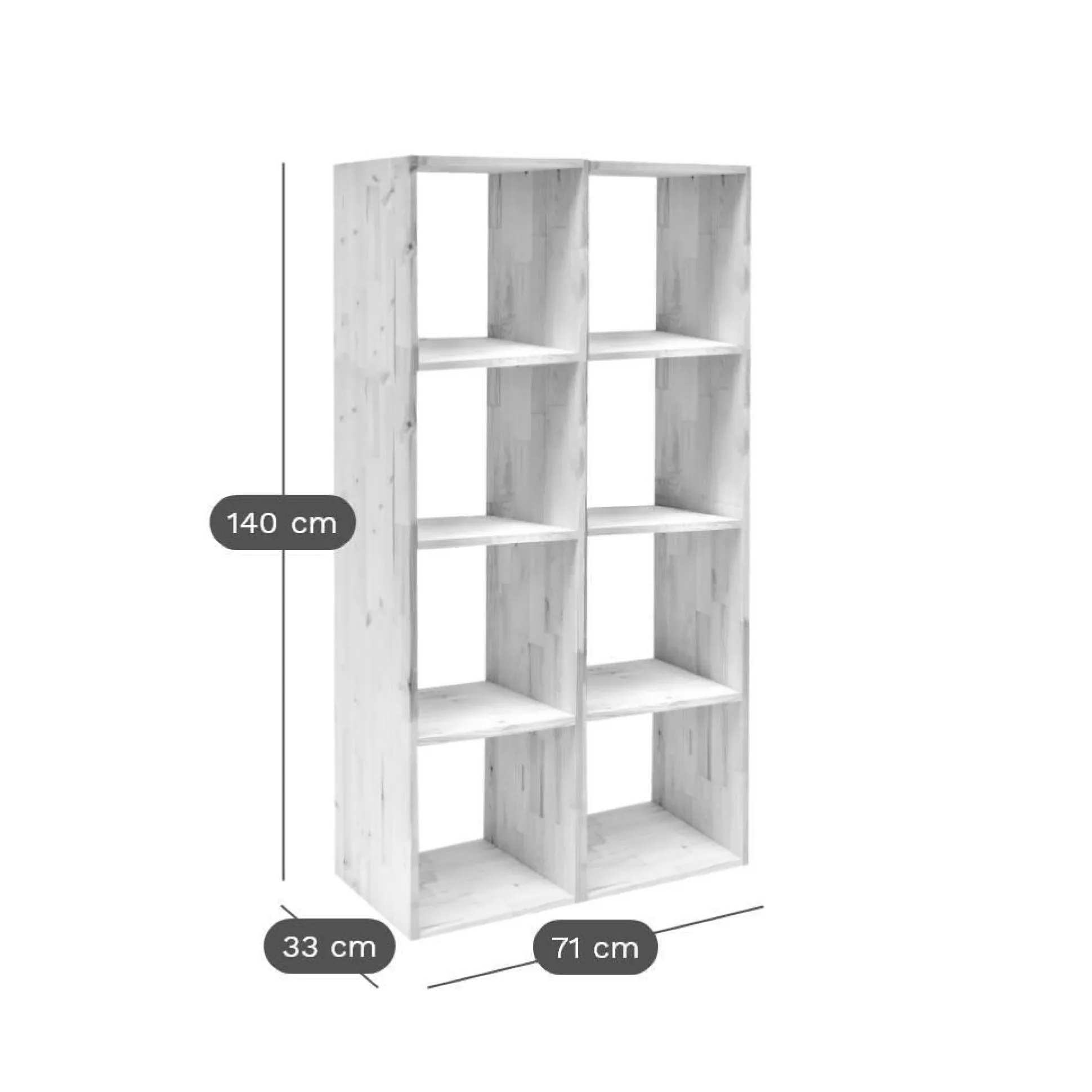 Etagère bois massif 4x2 cases Elio