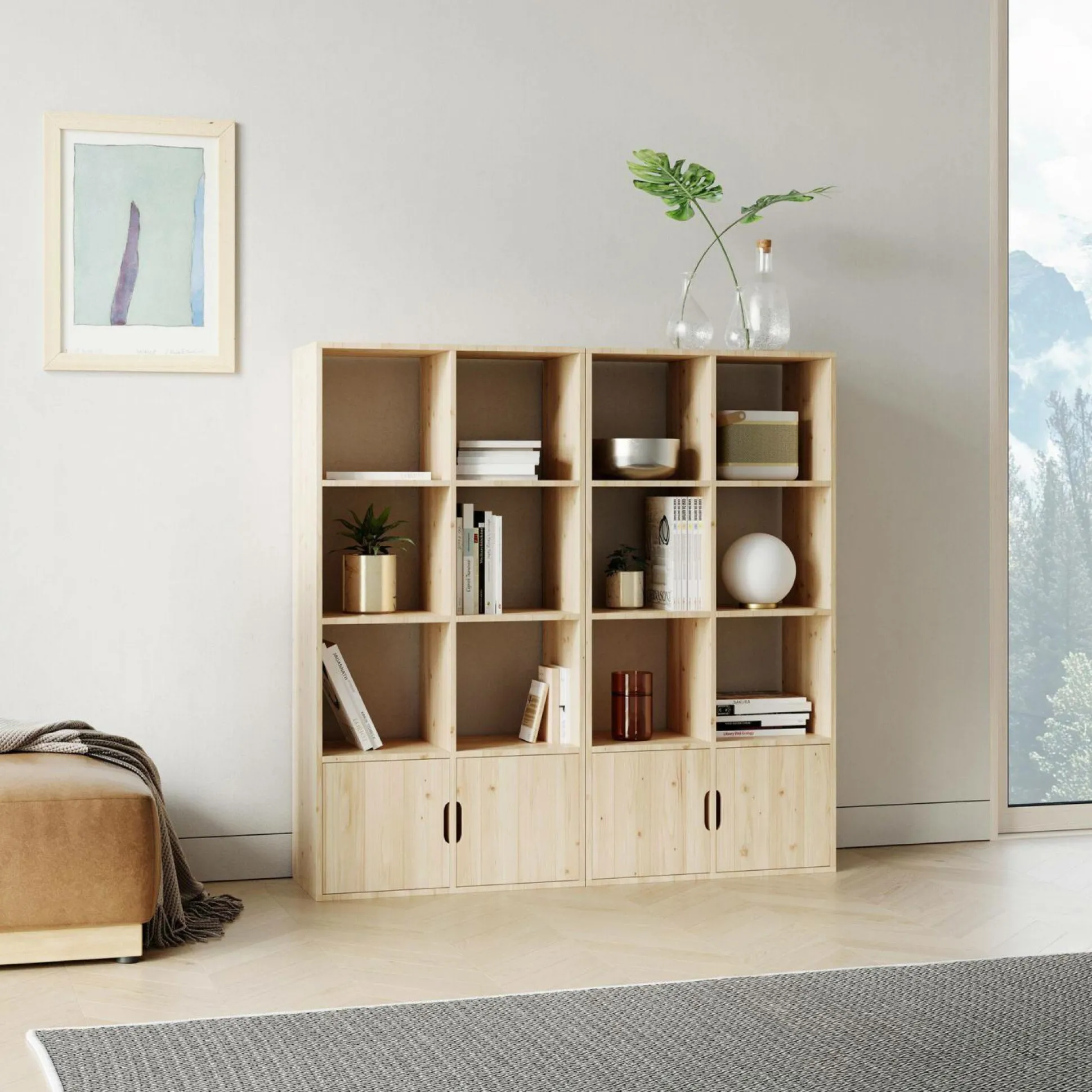 Etagère bois massif 4x4 cases Elio