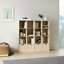 Etagère bois massif 4x4 cases Elio