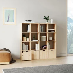 Etagère bois massif 4x4 cases Elio