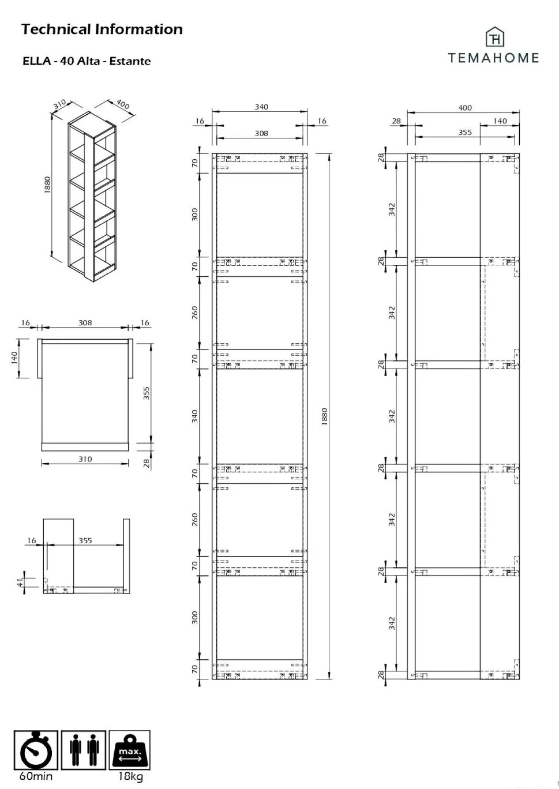 Etagère Ella 40 - Haute