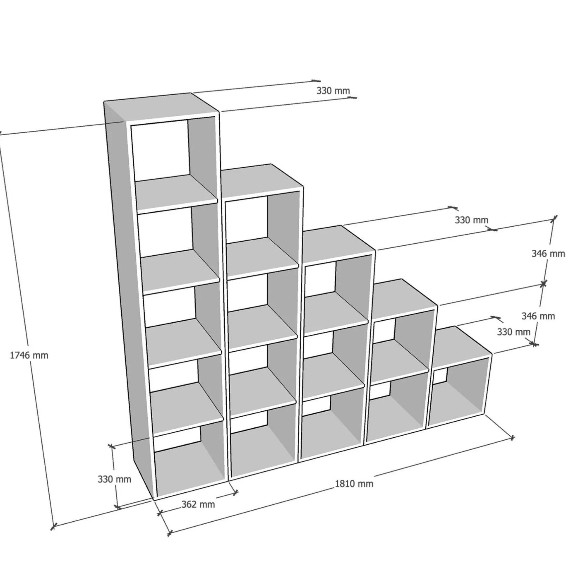 Etagère escalier bois massif grande version Elio