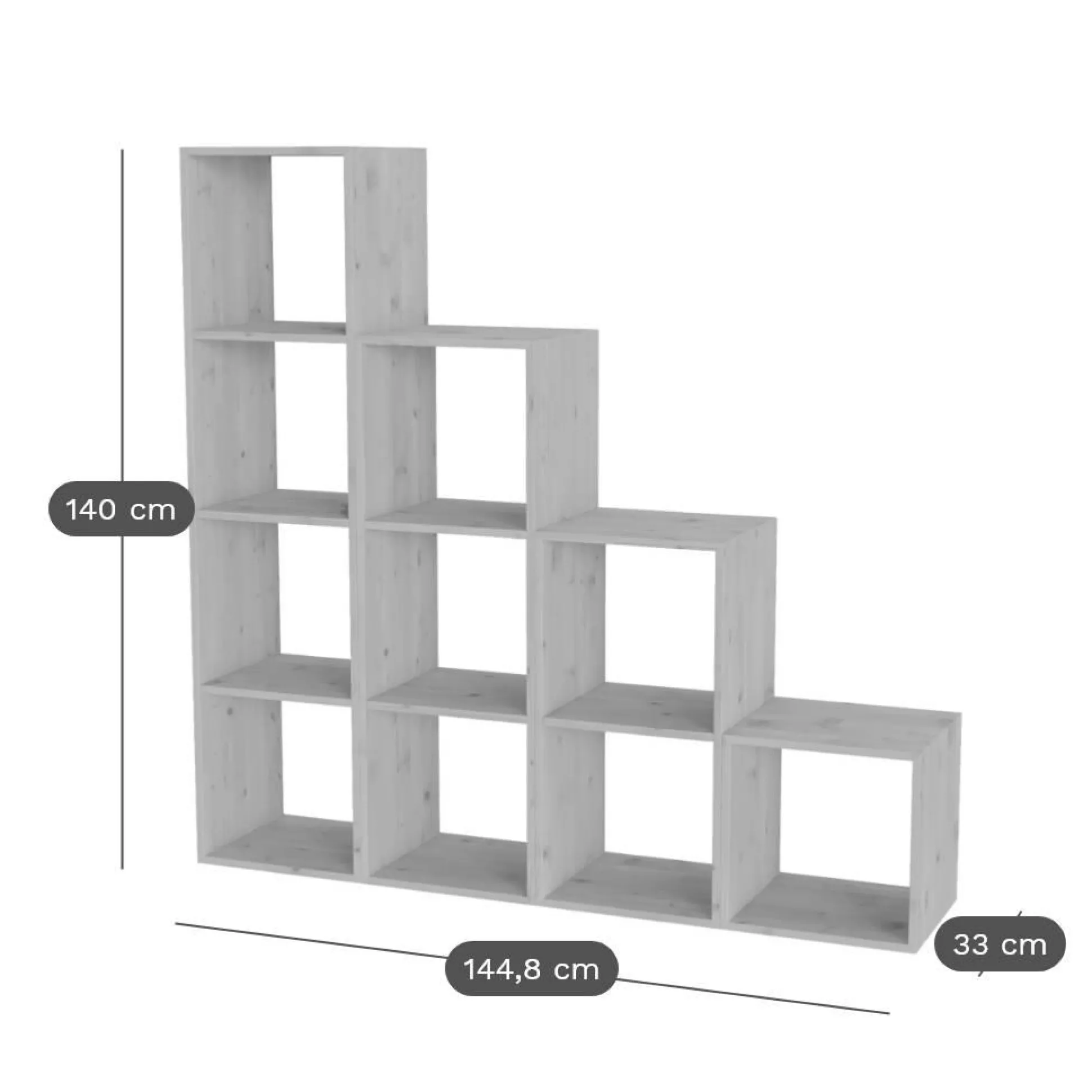 Etagère escalier bois massif grande version Elio