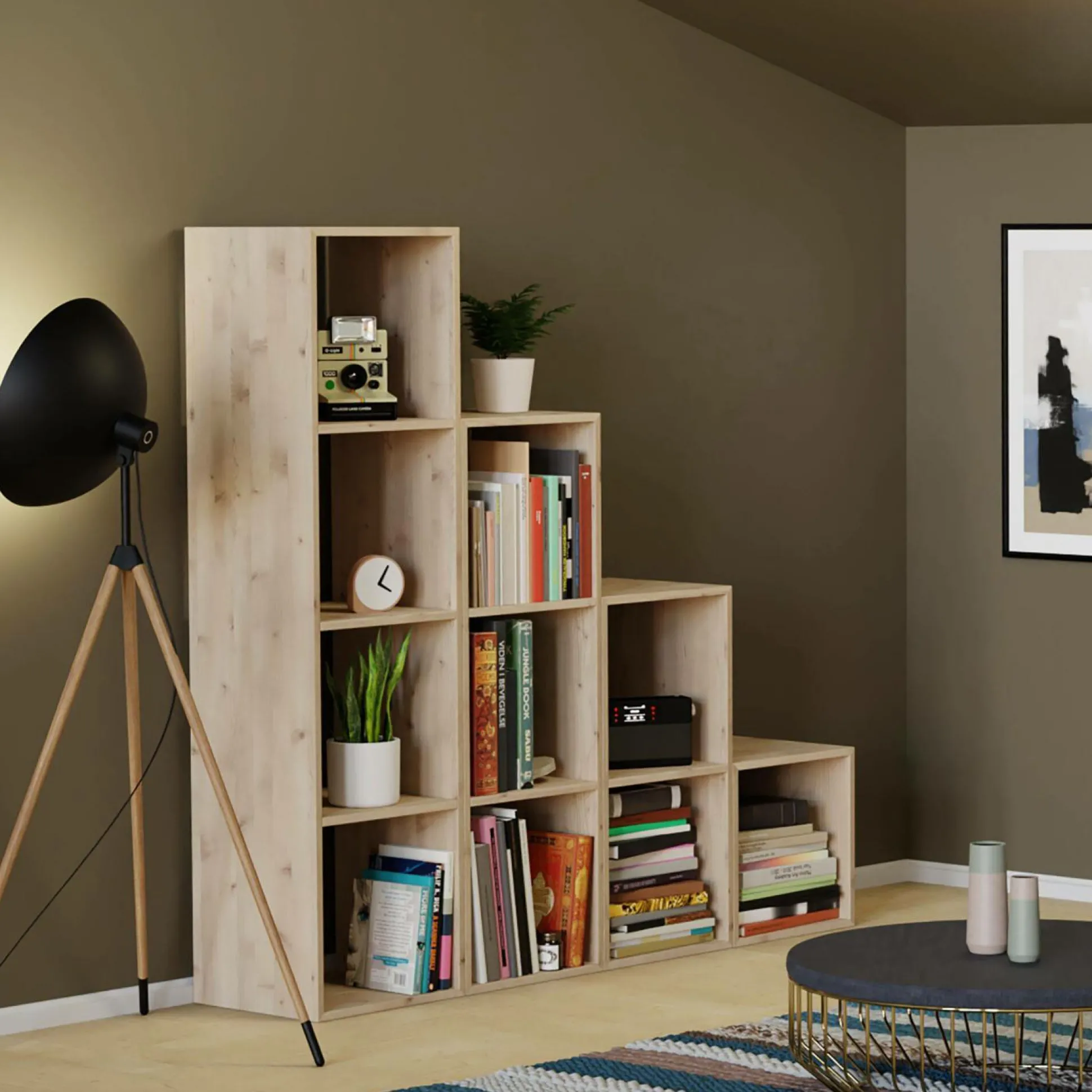 Etagère escalier bois massif moyenne version Elio