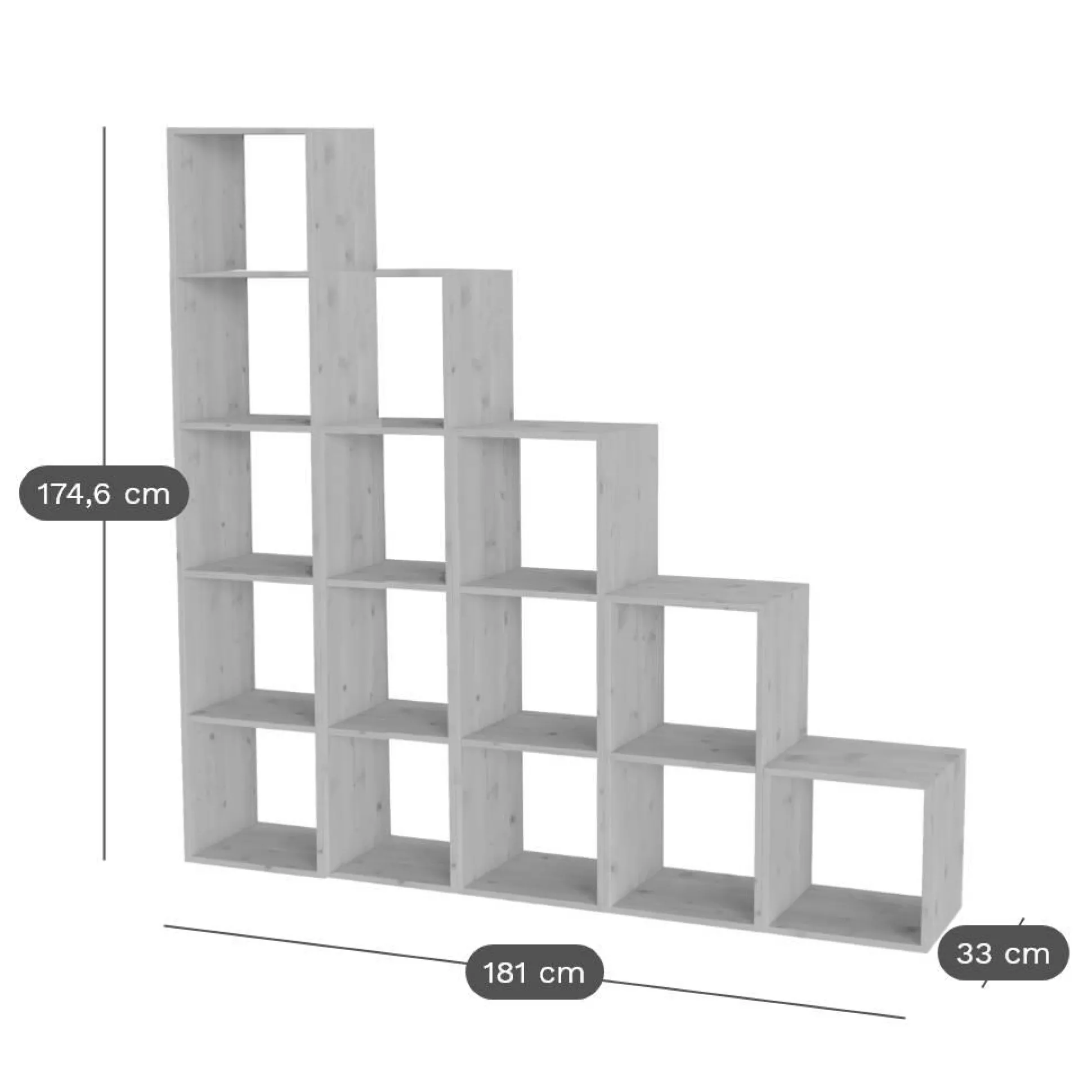 Etagère escalier bois massif moyenne version Elio