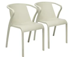 EZPELETA Lot de 2 Fauteuils Empilables Fado - Sable