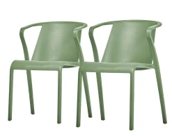 EZPELETA Lot de 2 Fauteuils Empilables Fado - Vert Olive