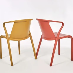 EZPELETA Lot de 2 Fauteuils Empilables Fado - Rouge brique