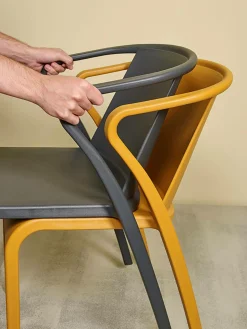 EZPELETA Lot de 2 Fauteuils Empilables Fado - Rouge brique