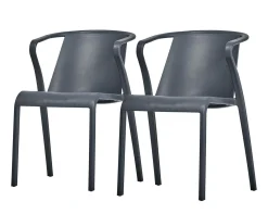 EZPELETA Lot de 2 Fauteuils Empilables Fado - Anthracite