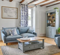 Fauteuil velours Orso - Bleu gris