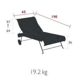 FERMOB Bain de Soleil Pliant Dune en Toile Stéréo et en Acier - Carbone