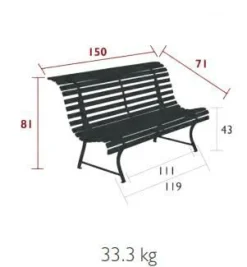 FERMOB Banc 3 Places 150 cm Louisiane en Acier - Muscade