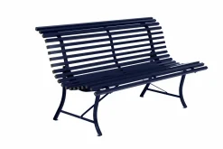 FERMOB Banc 3 Places 150 cm Louisiane en Acier - Bleu Abysse