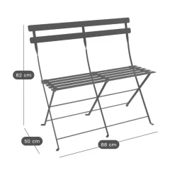 FERMOB Banquette Pliante 2 Places Bistro en Acier - Muscade