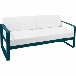 FERMOB Canapé 2 Places Bellevie Blanc Grisé en Aluminium - Bleu Acapulco