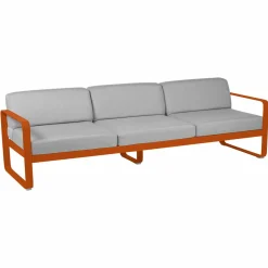 FERMOB Canapé 3 Places Bellevie Gris Flanelle en Aluminium - Orange Confite