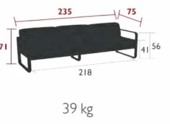 FERMOB Canapé 3 Places Bellevie Gris Flanelle en Aluminium - Guimauve