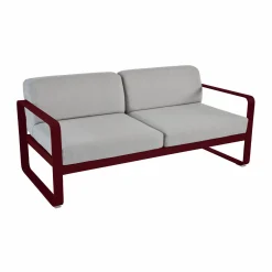 FERMOB Canapé 2 Places Bellevie Gris Flanelle en Aluminium - Cerise Noire