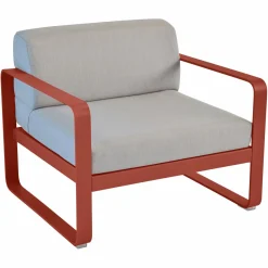 FERMOB Fauteuil Bellevie Gris Flanelle en Aluminium - Ocre Rouge
