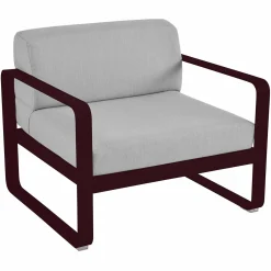 FERMOB Fauteuil Bellevie Gris Flanelle en Aluminium - Cerise Noire