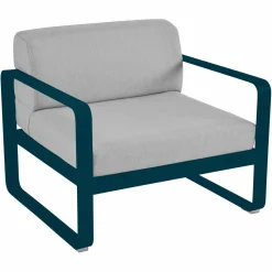 FERMOB Fauteuil Bellevie Gris Flanelle en Aluminium - Bleu Acapulco