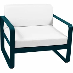 FERMOB Fauteuil Bellevie Blanc Grisé en Aluminium - Bleu Acapulco