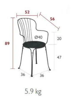 FERMOB Lot de 2 Fauteuils Empilables Opéra+ en Acier - Guimauve