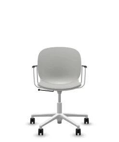 FLOKK Chaise de bureau assise capitonnée avec accoudoirs Noor 6070S - Gris Clair