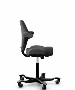 FLOKK Chaise de bureau assis debout Capisco 8106 - Gris Anthracite - Roulettes pour sol dur