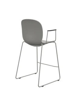 FLOKK Chaise haute empilable avec accoudoirs et pieds luge acier Noor 6090 - Gris Clair