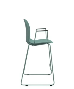 FLOKK Chaise haute empilable avec accoudoirs et pieds luge acier Noor 6090 - Bleu Vert