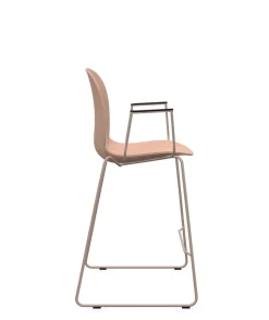 FLOKK Chaise haute empilable avec accoudoirs et pieds luge acier Noor 6090 - Rose