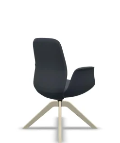 FLOKK Fauteuil de bureau à dossier inclinable pieds bois Ellie Pro 20HW - Bleu Foncé