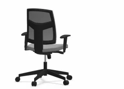FLOKK Fauteuil de bureau dossier capitonné et accoudoirs réglables Raya 23S - Gris - Roulettes pour sol dur