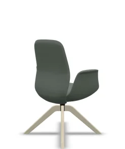 FLOKK Fauteuil de bureau à dossier inclinable pieds bois Ellie Pro 20HW - Vert Sauge