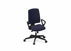 FLOKK Fauteuil de bureau dossier capitonné et plastique noir avec accoudoirs fixes Raya 21S - Bleu - Roulettes pour sol dur