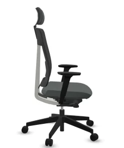 FLOKK Fauteuil de bureau avec tétière Xenon Net 111SFL - Gris - Roulettes pour sol dur