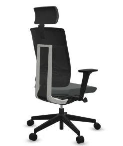 FLOKK Fauteuil de bureau avec tétière Xenon Net 111SFL - Gris - Roulettes pour sol dur