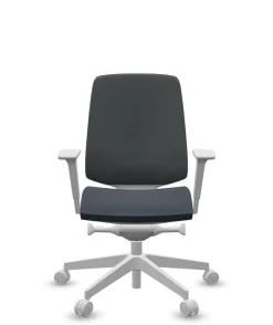 FLOKK Fauteuil de bureau base grise et dossier résille Light Up 250SL - Assise Bleu Foncé - Roulettes pour sol souple