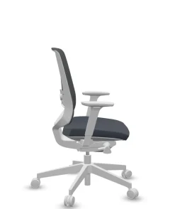 FLOKK Fauteuil de bureau base grise et dossier résille Light Up 250SL - Assise Bleu Foncé - Roulettes pour sol souple