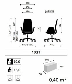 FLOKK Fauteuil de bureau assise ergonomique Ellie Pro 10ST - Gris - Roulettes pour sol dur