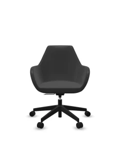 FLOKK Fauteuil de bureau entièrement capitonné piétement 5 branches à roulettes FAN 10Z - Gris Anthracite - Roulettes pour sol dur