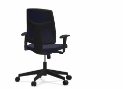 FLOKK Fauteuil de bureau dossier capitonné et accoudoirs réglables Raya 23S - Bleu - Roulettes pour sol dur