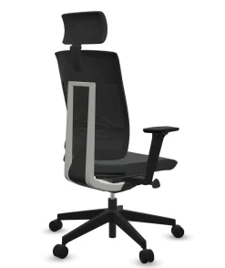 FLOKK Fauteuil de bureau avec tétière Xenon Net 111SFL - Noir - Roulettes pour sol dur