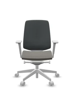 FLOKK Fauteuil de bureau base grise et dossier résille Light Up 250SL - Assise Beige - Roulettes pour sol dur